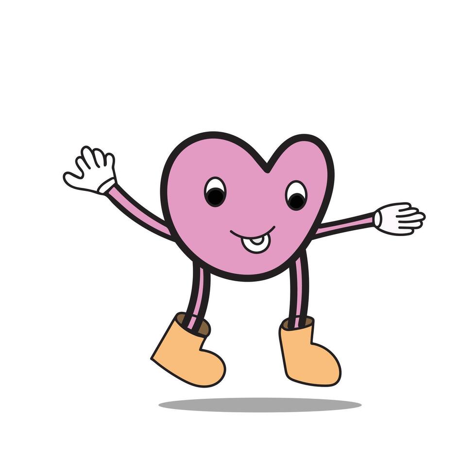 Pink Heart Mascot with Joyful Expression and Open Arms Illustration vector