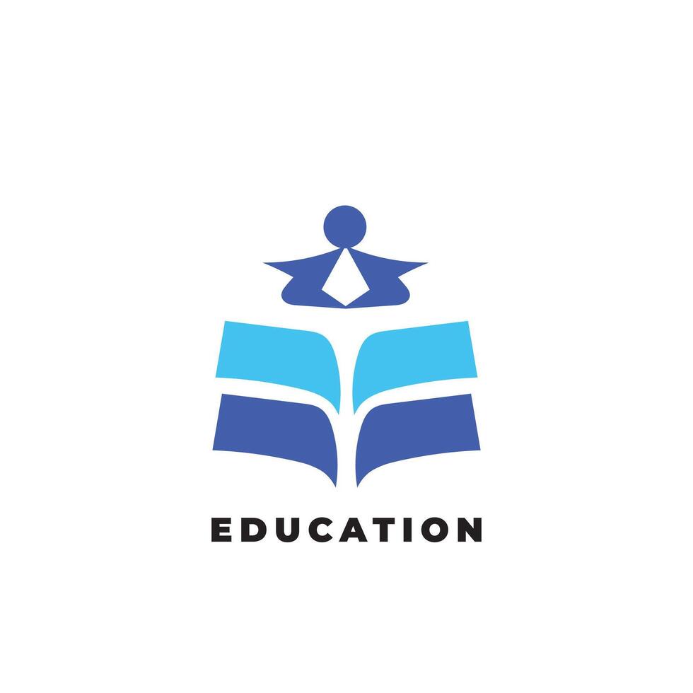 Logo Education with the concept of a human reading a book with book elements as a source of knowledge vector