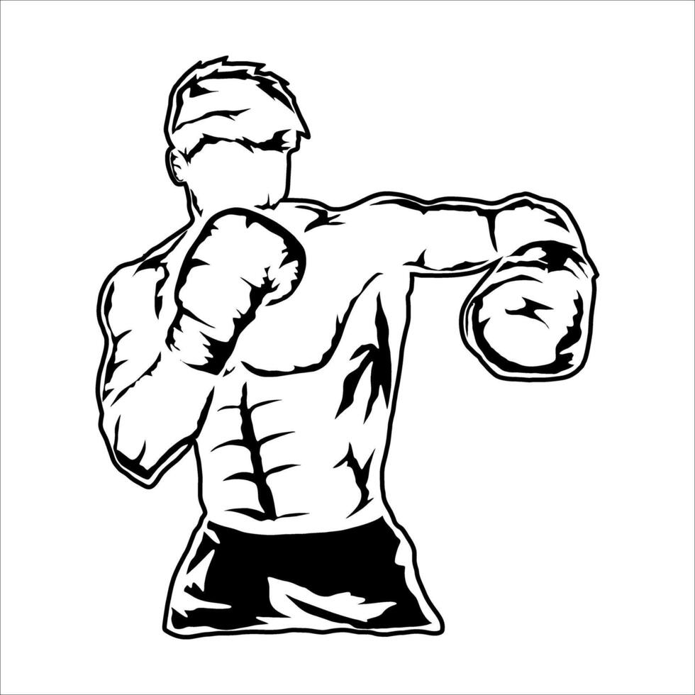 line art kick boxing icon pose vector