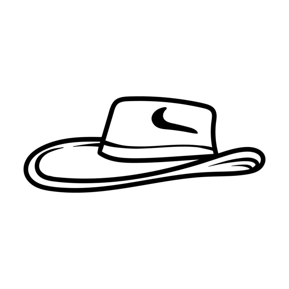 old cowboy hat isolated drawing coloring line art style sketch classic vintage design illustration vector
