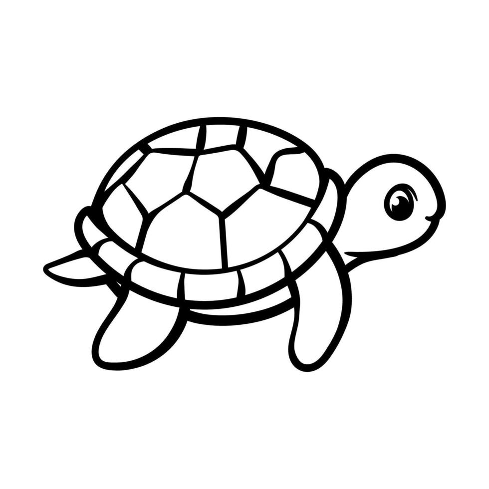 fun cartoon character of turtle isolated drawing coloring line art style sketch classic vintage design illustration vector