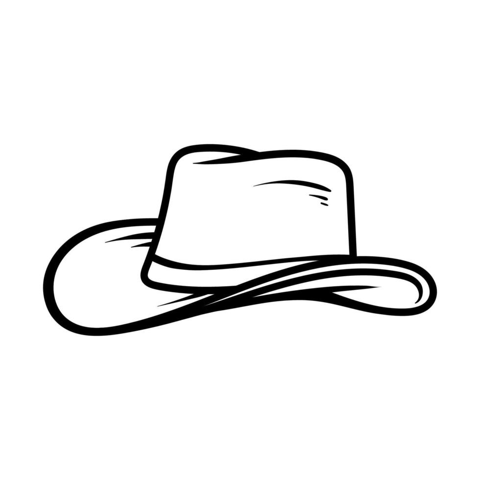 cowboy hat isolated drawing coloring line art style sketch classic vintage design illustration vector