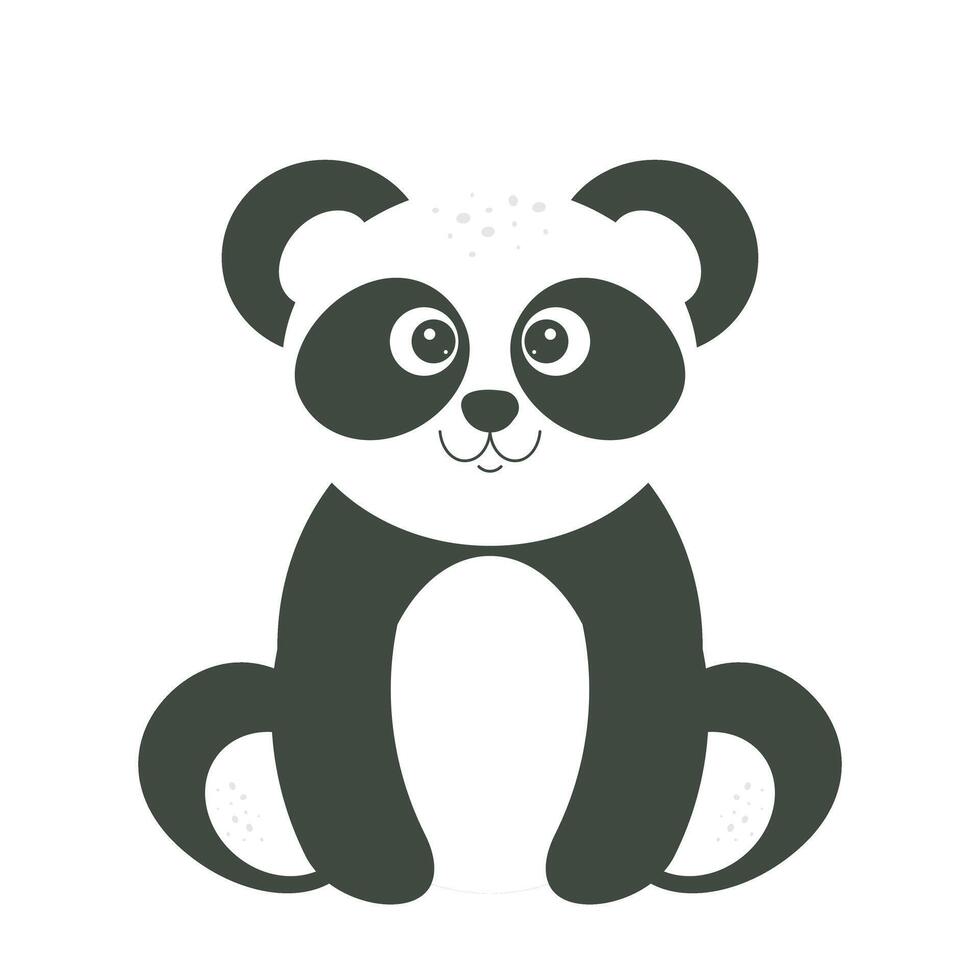 Cute smiling Panda Bear character. Funny sitting animal for postcards, magazines, banners. flat childrens illustration isolated on white background vector
