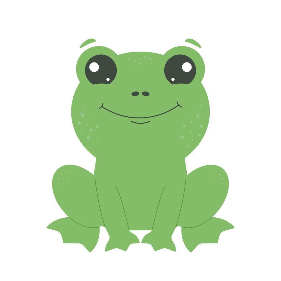 Cute smiling frog character. Funny animal for cards, magazines, banners. flat childrens illustration isolated on white background vector
