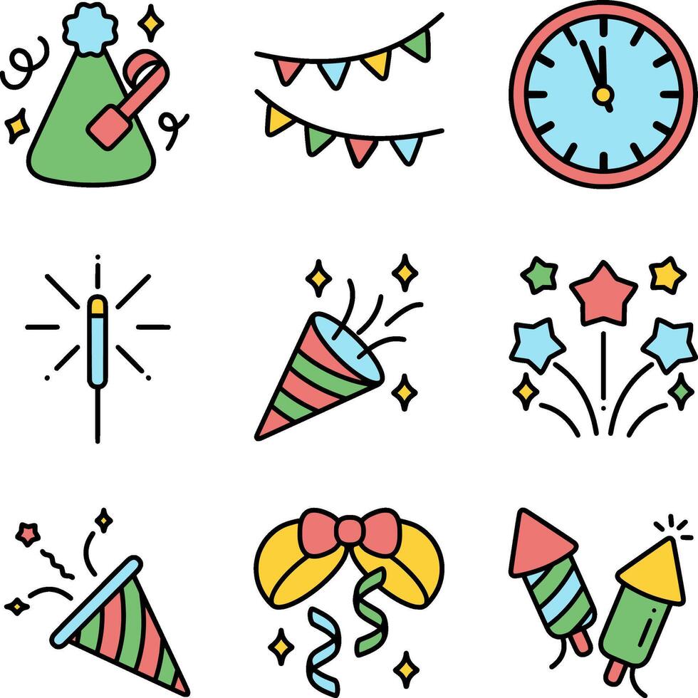 cute New year icon illustration vector