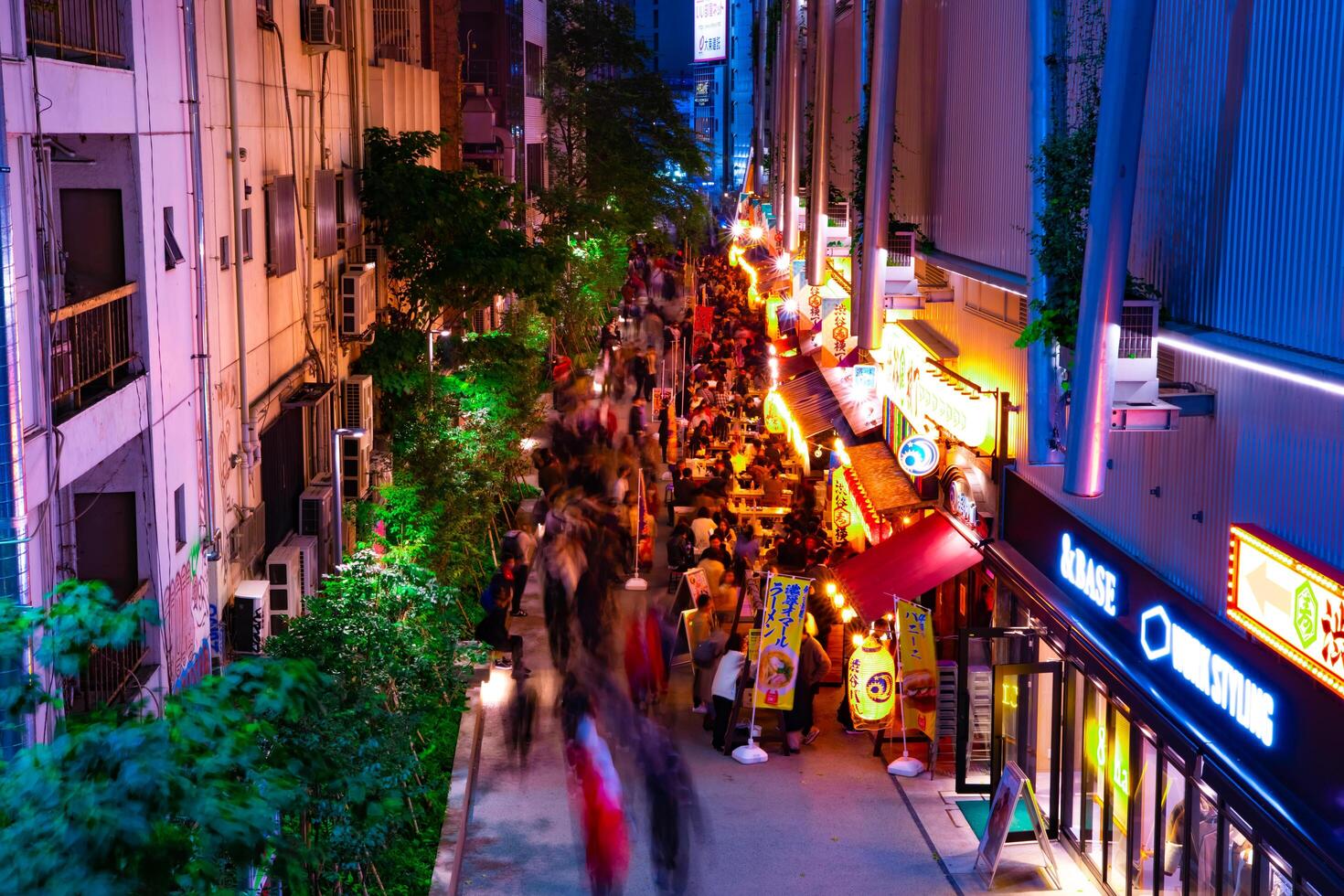 A night neon street at Miyashita park in Shibuya photo