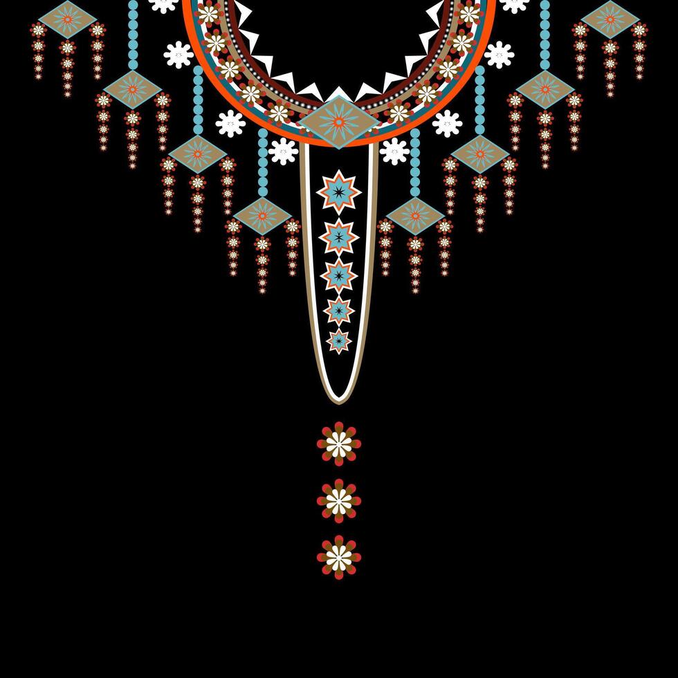 Geometric necklace pattern embroidery style vector