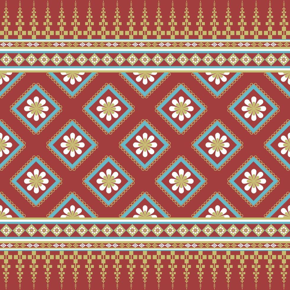 Native red fabric geometric abstract Ethnic pattern. vector