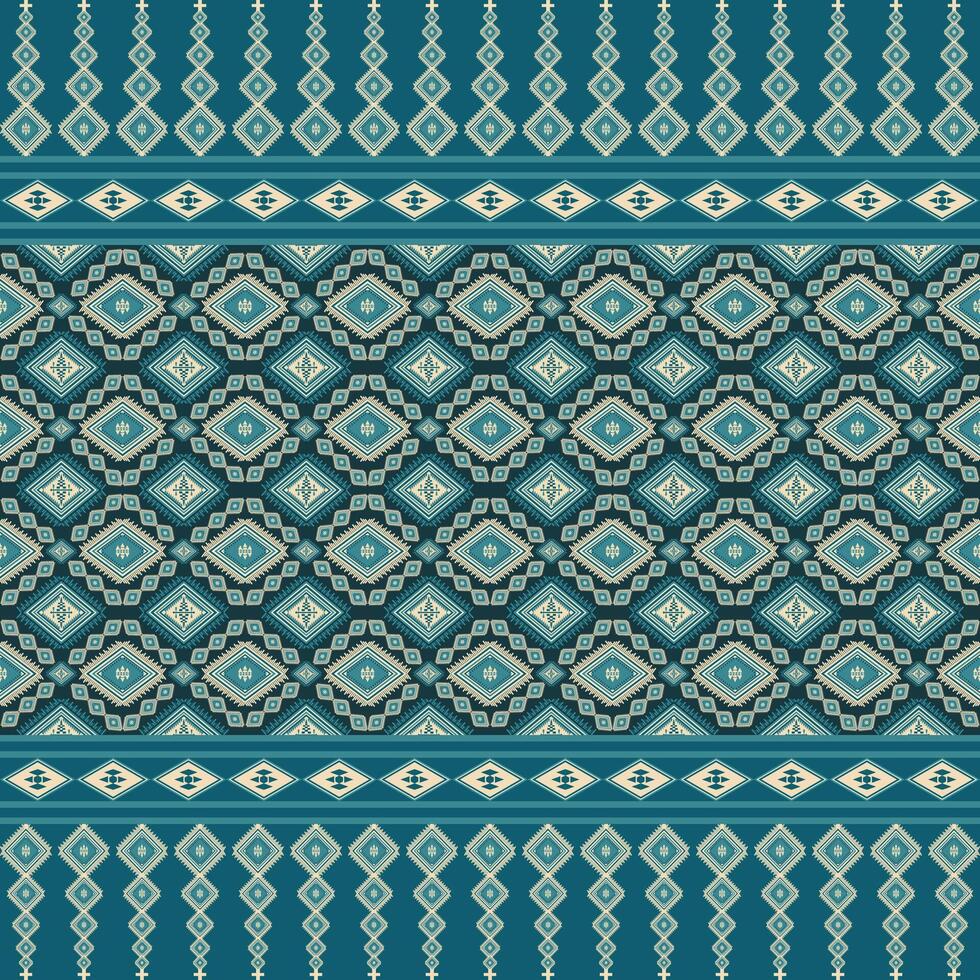 Ikat Fabric Pattern abstract green background. vector