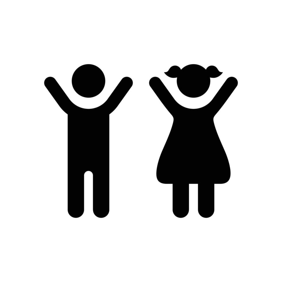 kid icon set. Boy and girl silhouette. Children's silhouette art vector