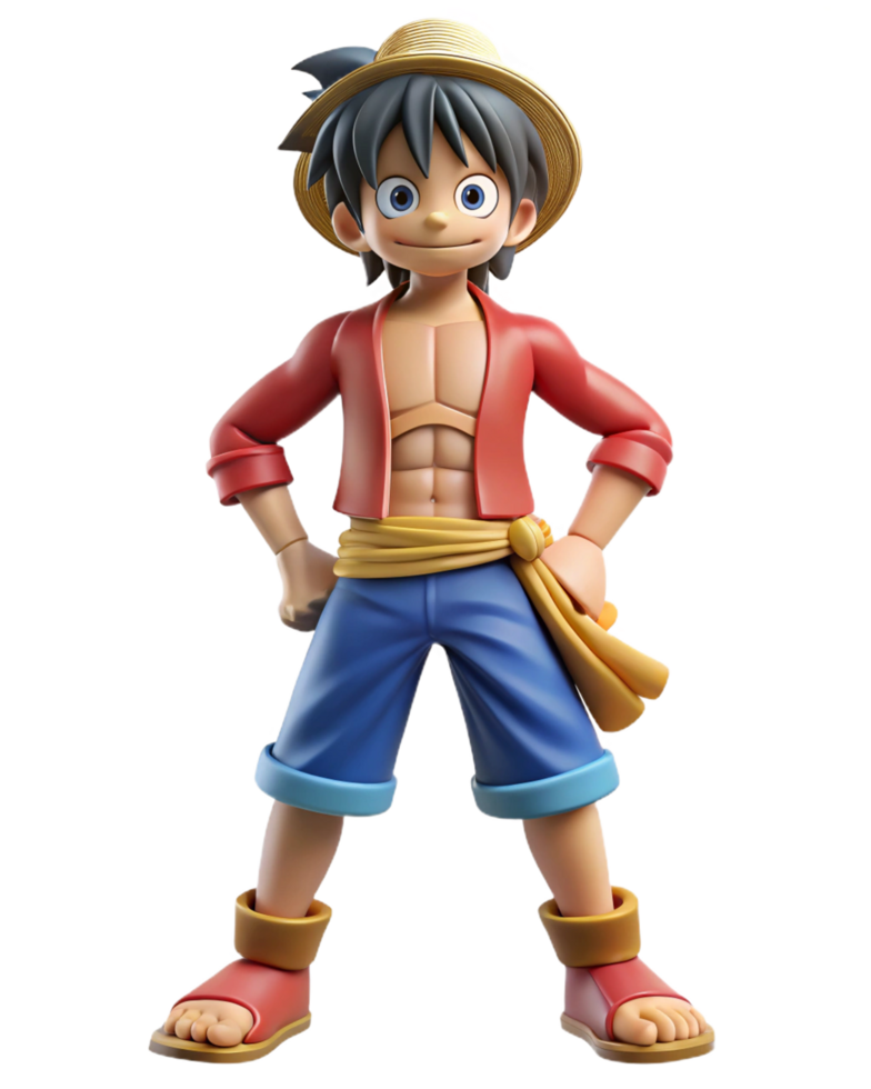 3D One Piece Figure With A Hat And A Red Shirt png