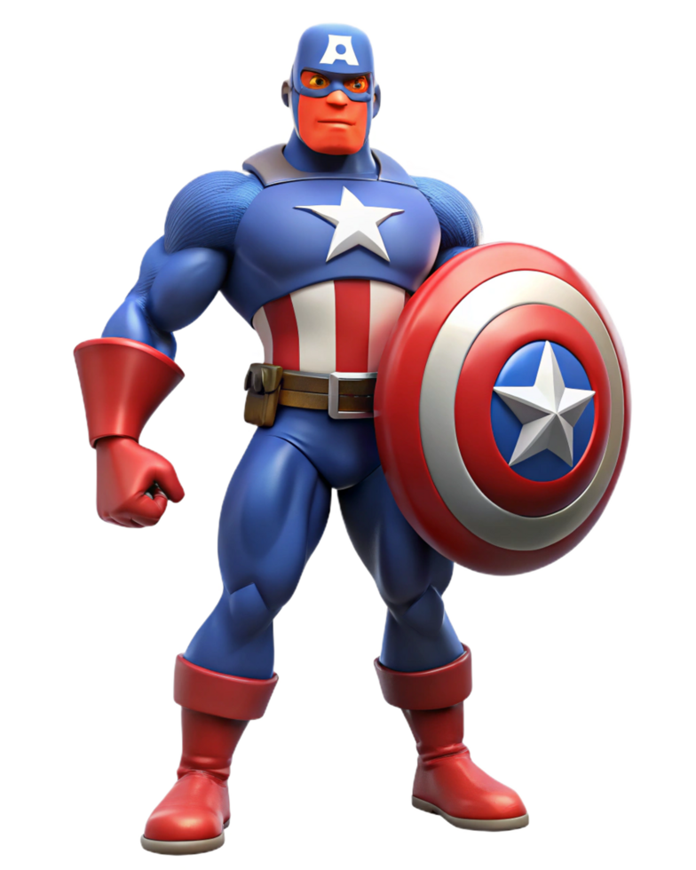 3D Artwork Of Captain America Marvel Legends png