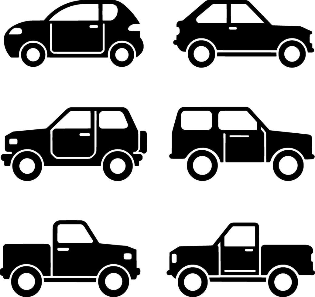 Car silhouette icon set vector