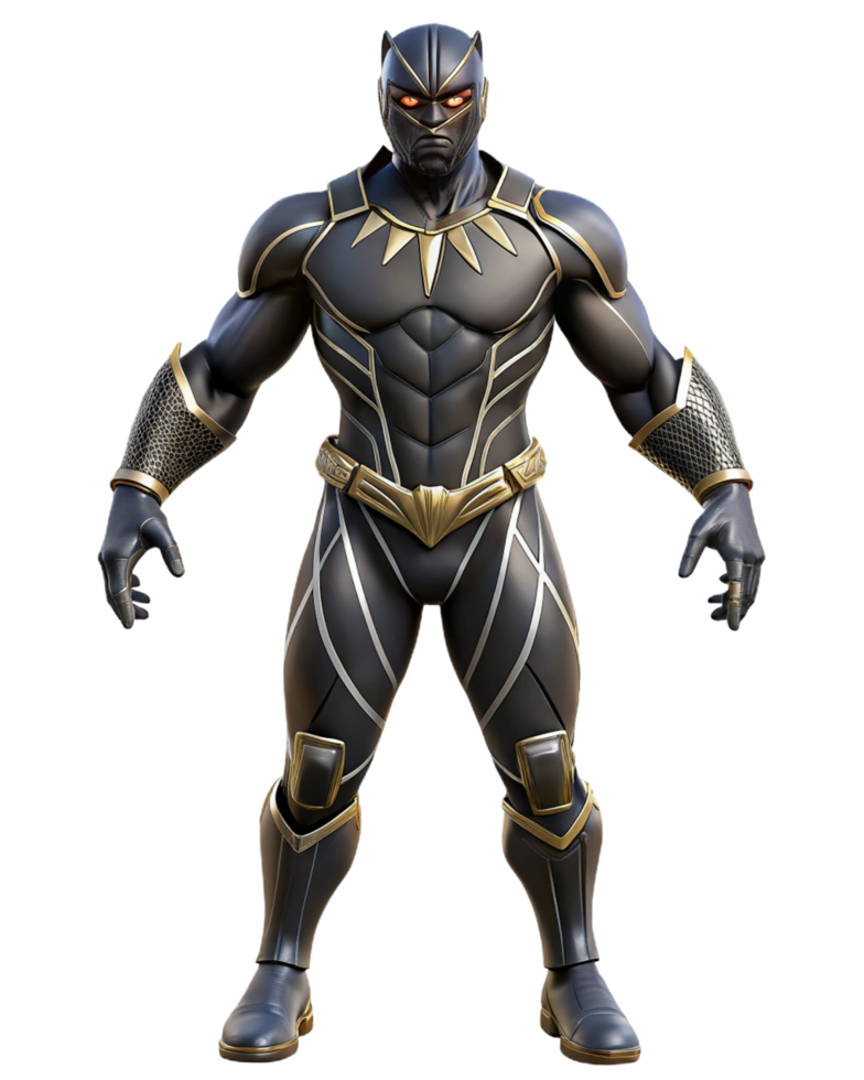 3D Artwork Of Black Panther Marvel Action Figure png