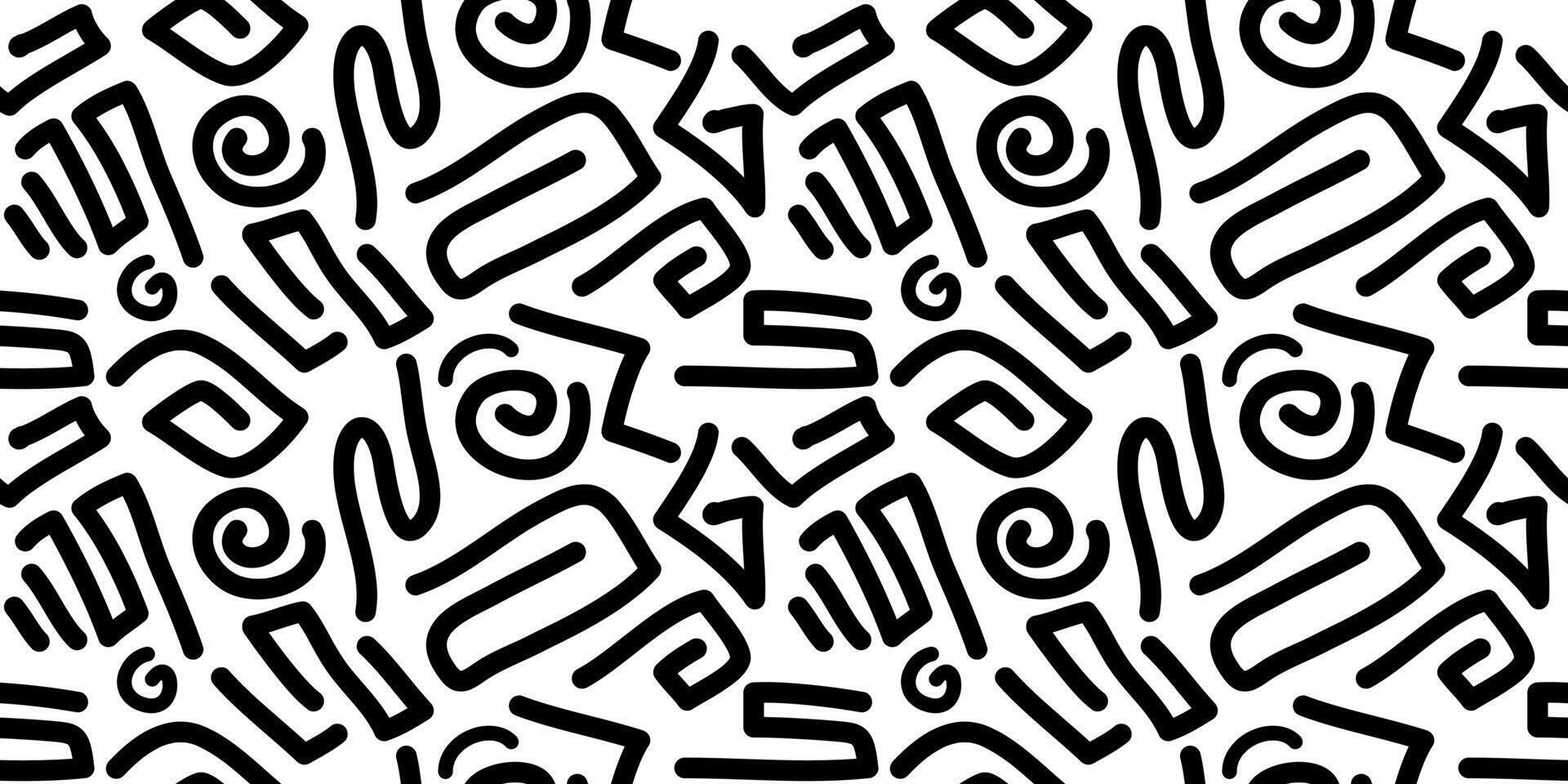 Funny lines doodle Seamless pattern background. Creative minimalist modern line art background vector