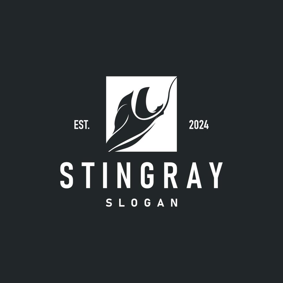 Stingray fish logo simple black manta design vector