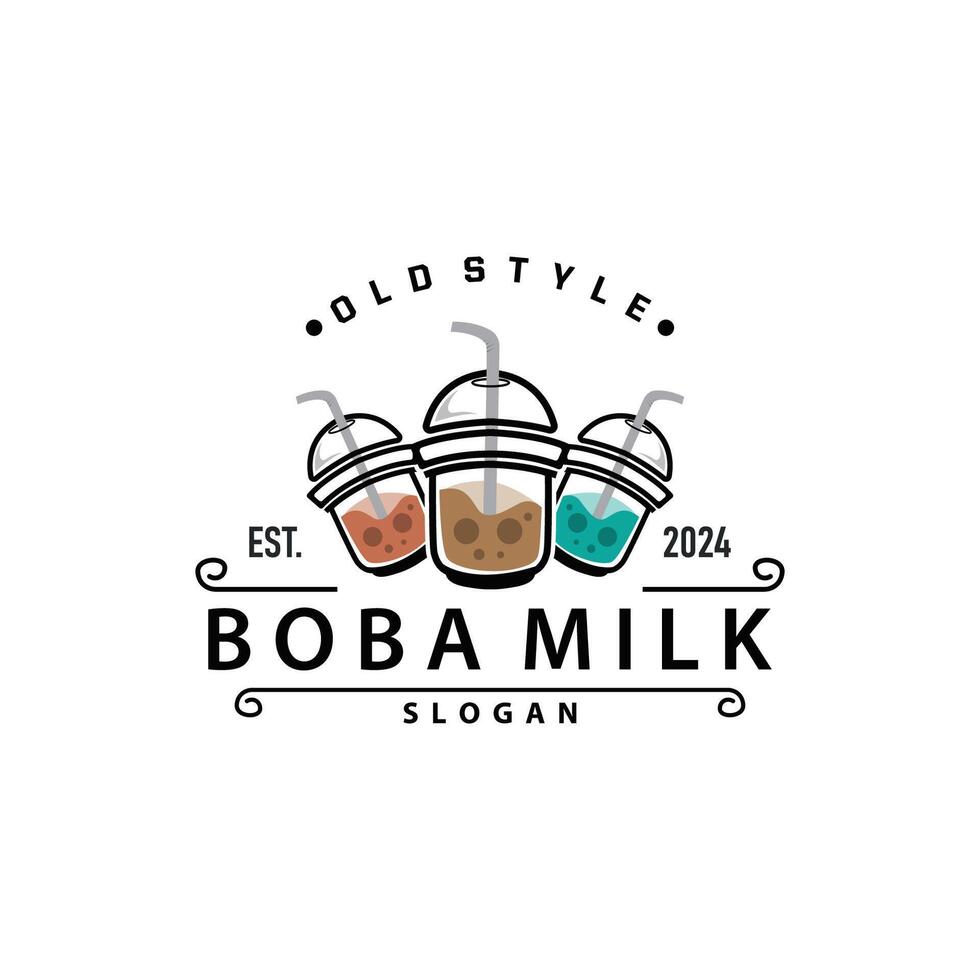 Milk Tea Cute Boba Simple Design vector