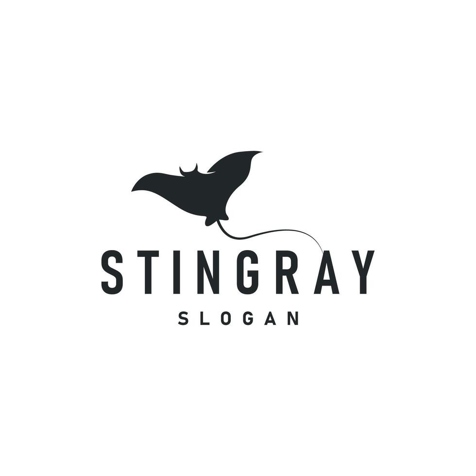 Stingray fish logo ocean black manta illustration vector