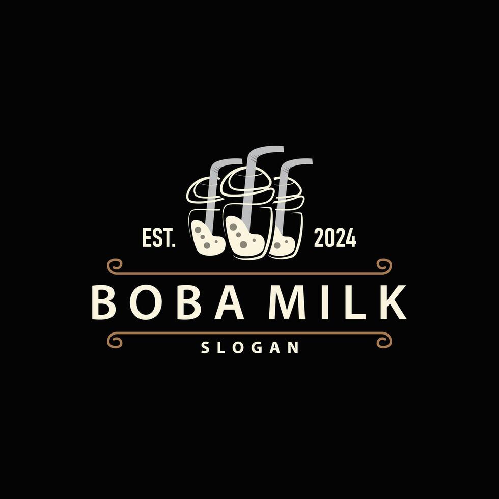 Boba Drink Logo Boba Pearl Jelly Drink Simple vector