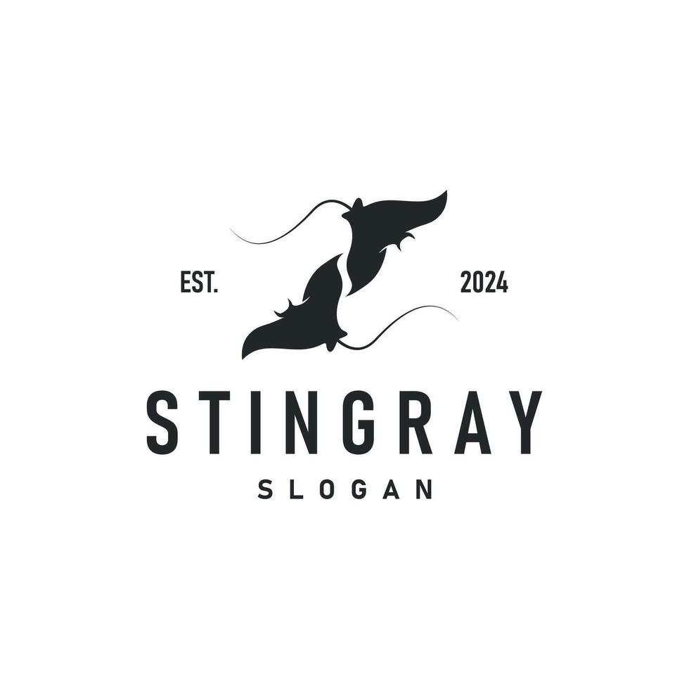 Stingray fish logo ocean animal design simple vector