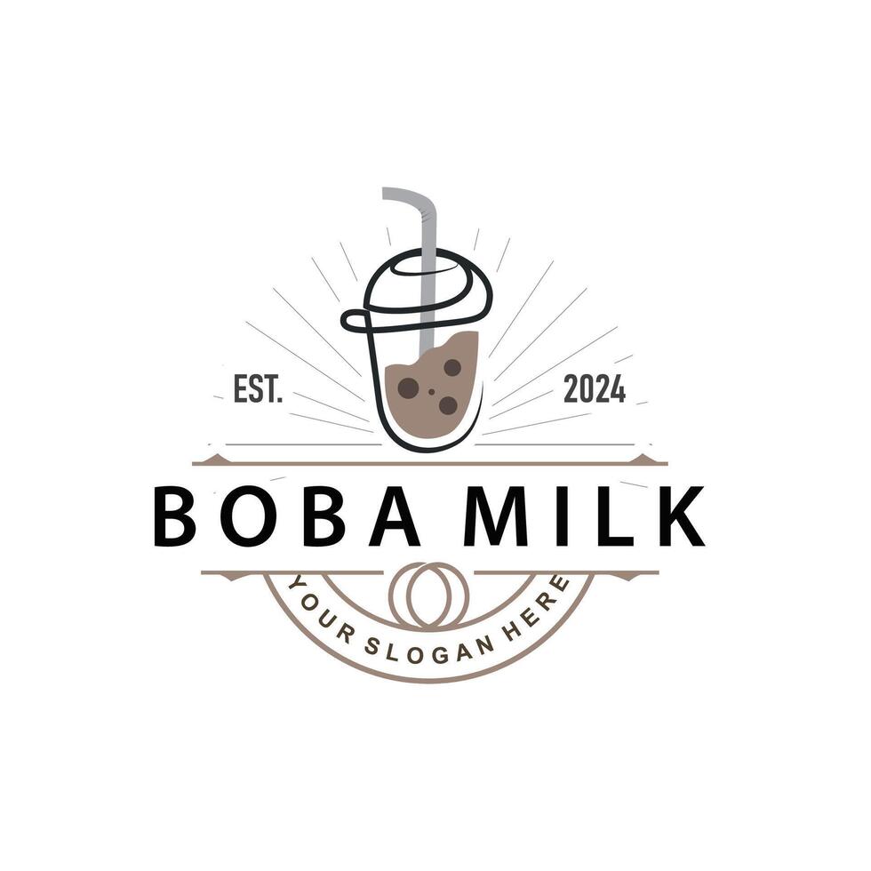 Boba Drink Logo Cute Boba Pearl Jelly Drink vector