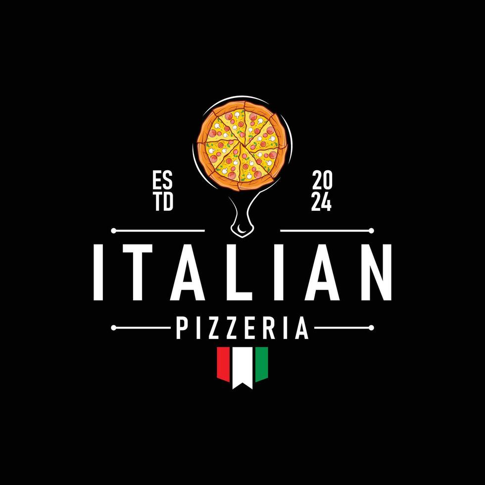 italian design pizza logo simple badge vector