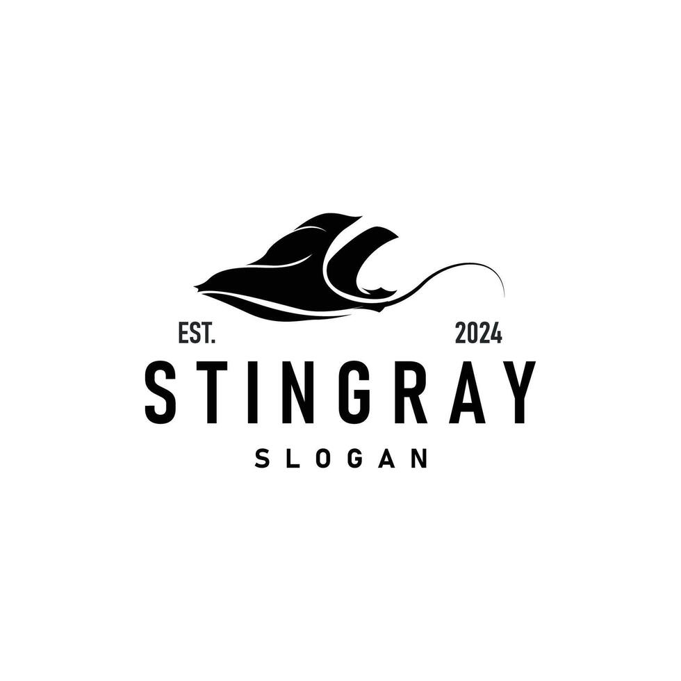 Stingray fish logo design silhouette illustration vector