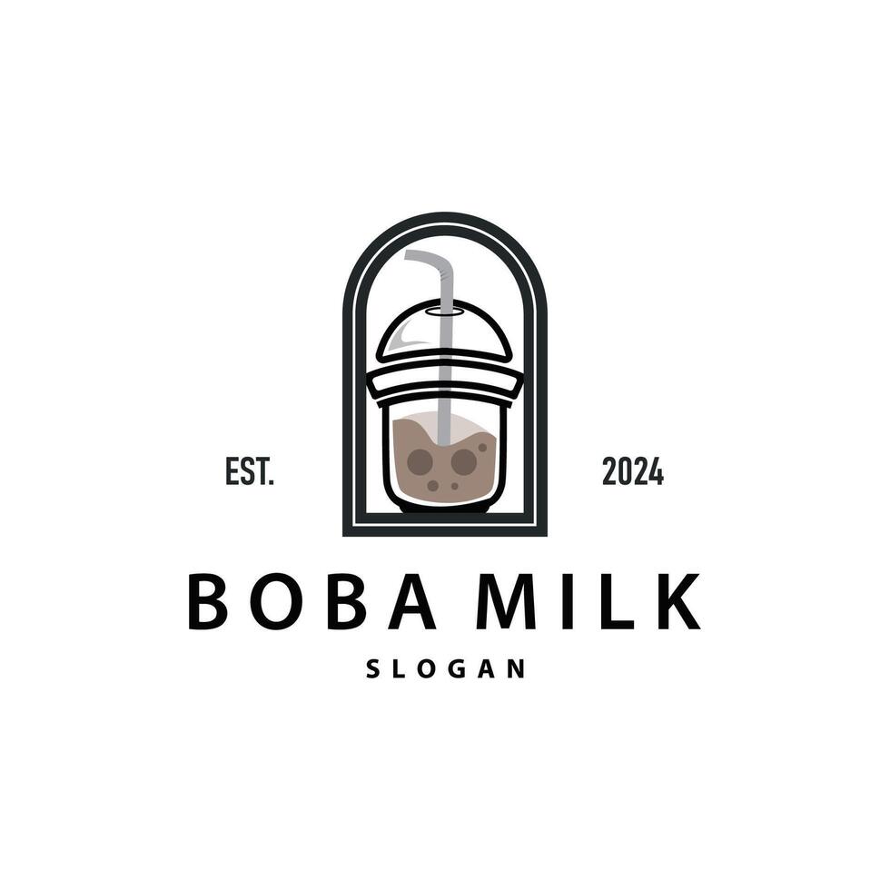 Boba Drink Logo Simple Design vector