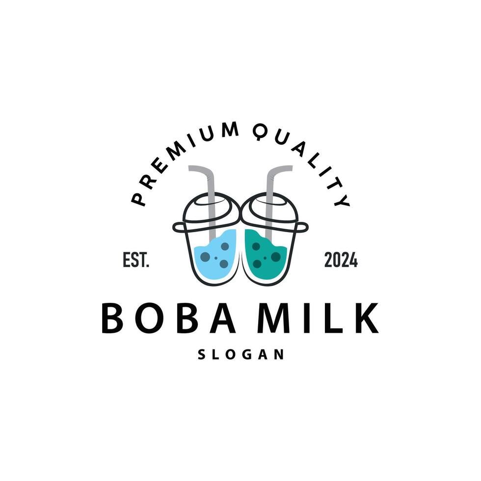 Boba Drink Logo, Milk Tea vector