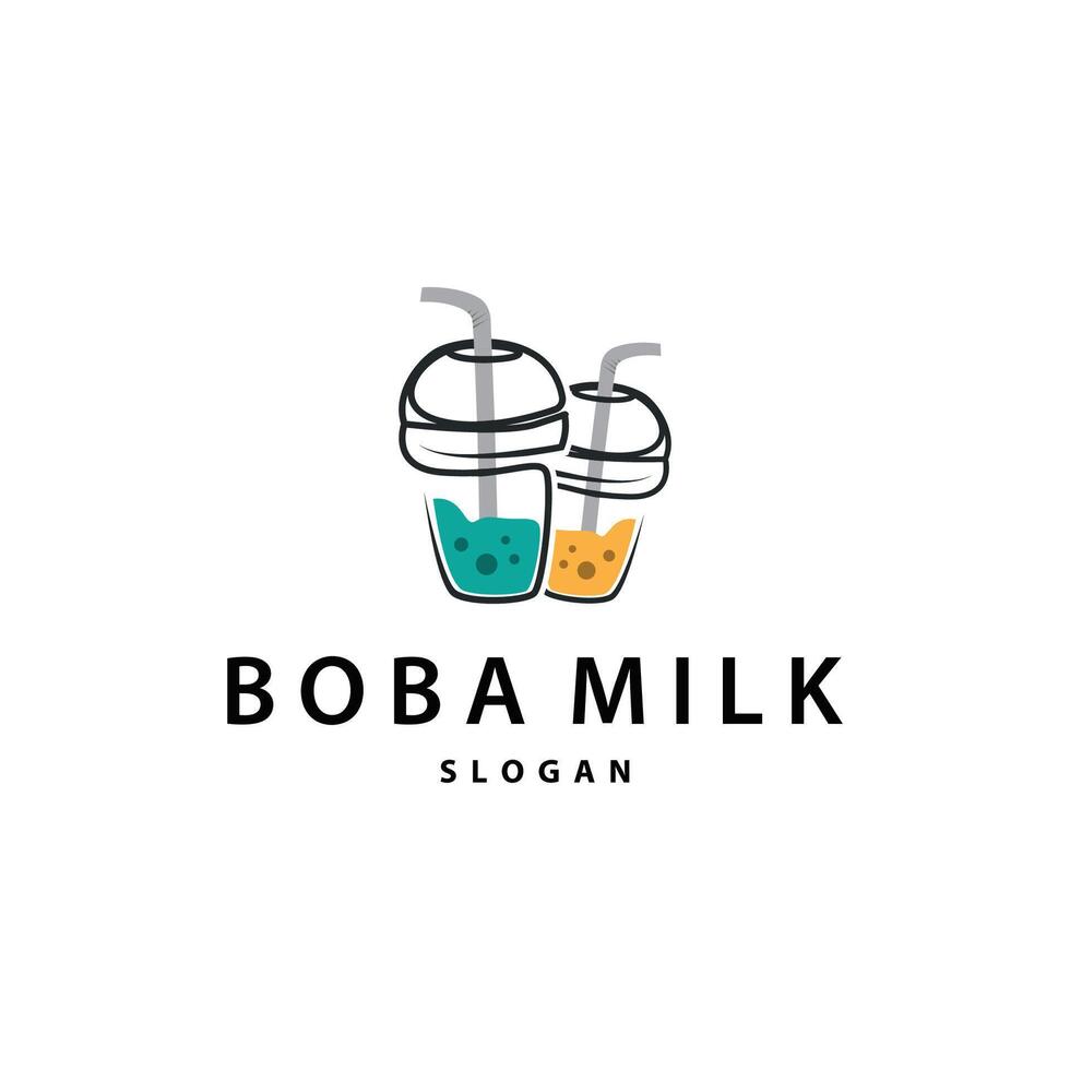 Boba Drink Logo Design vector