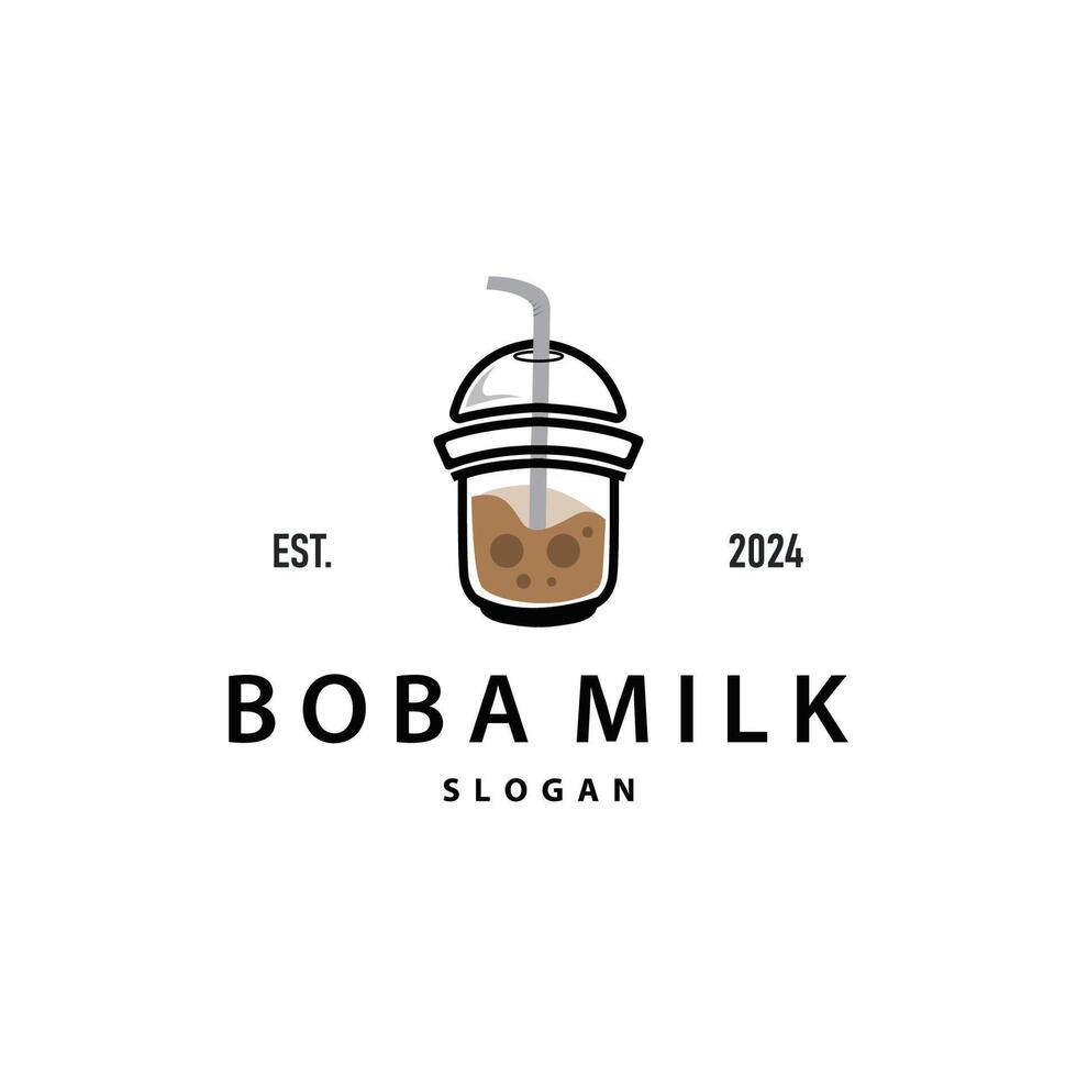 Milk Tea Cute Boba Drink Logo vector