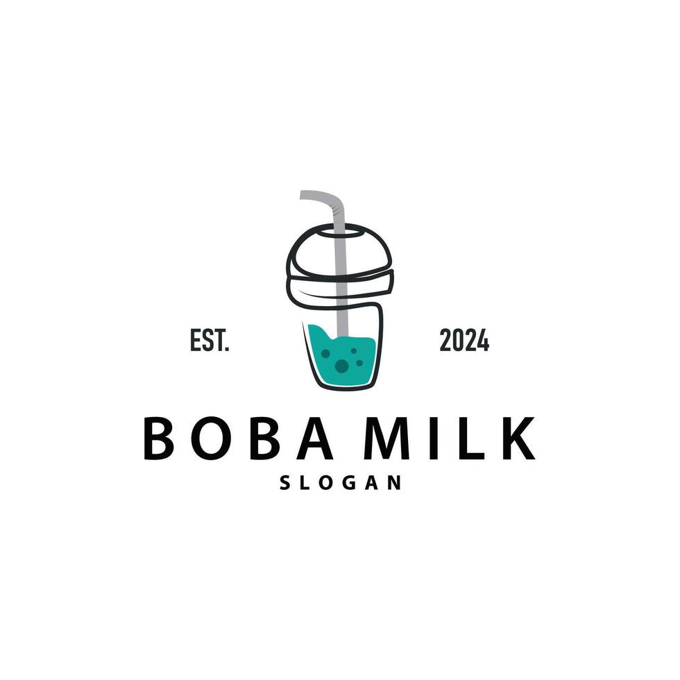Boba Drink Logo Jelly Drink Bubble Simple Minimalist Design vector