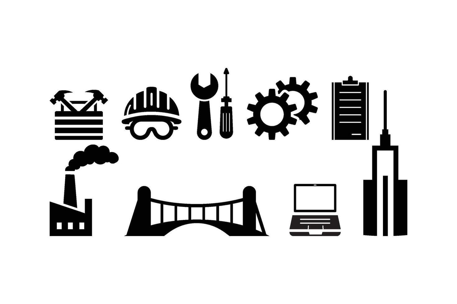 construction icon logo illustration silhouette set vector