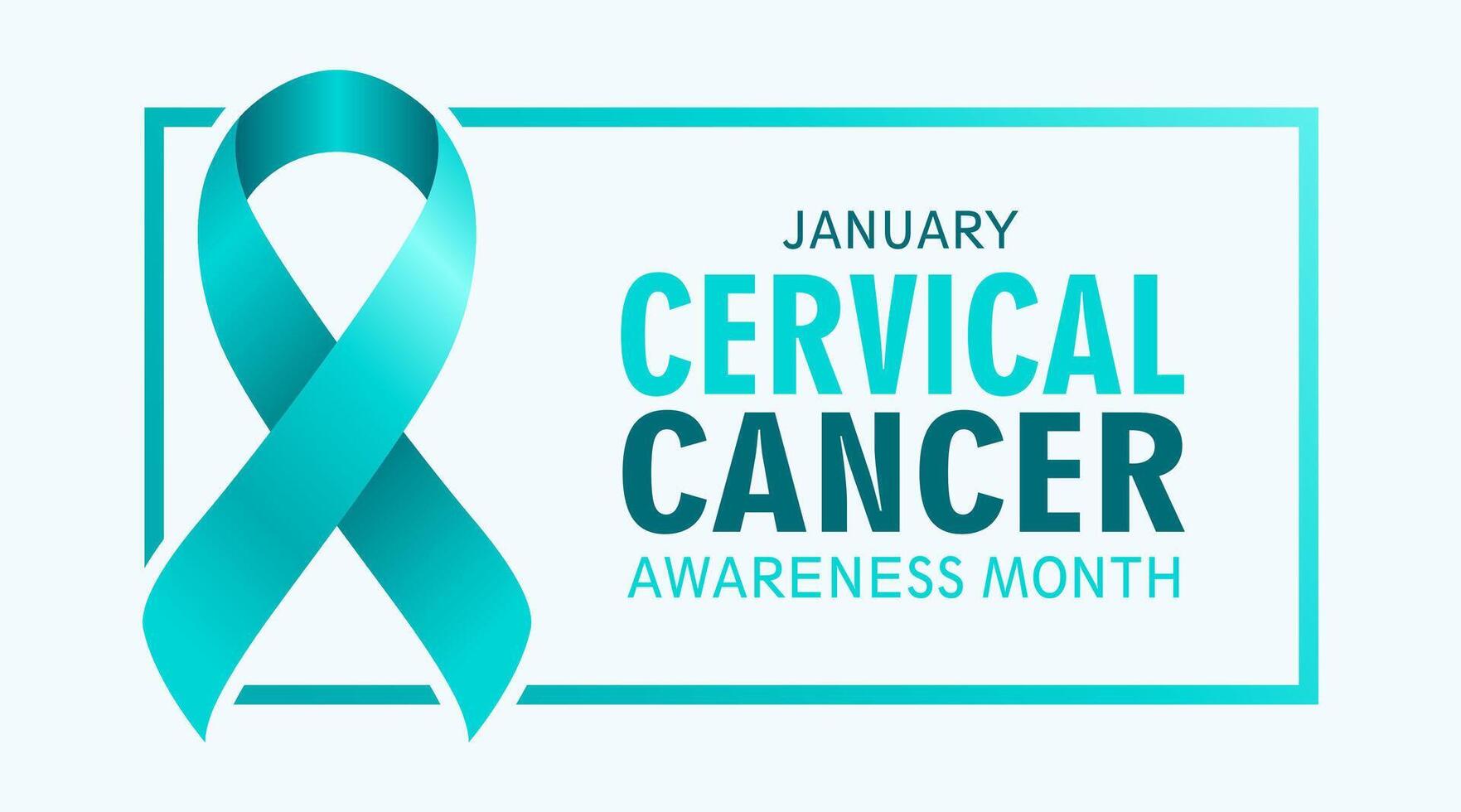January is Cervical Cancer Awareness Month Banner Background Design Template. Teal Ribbon vector