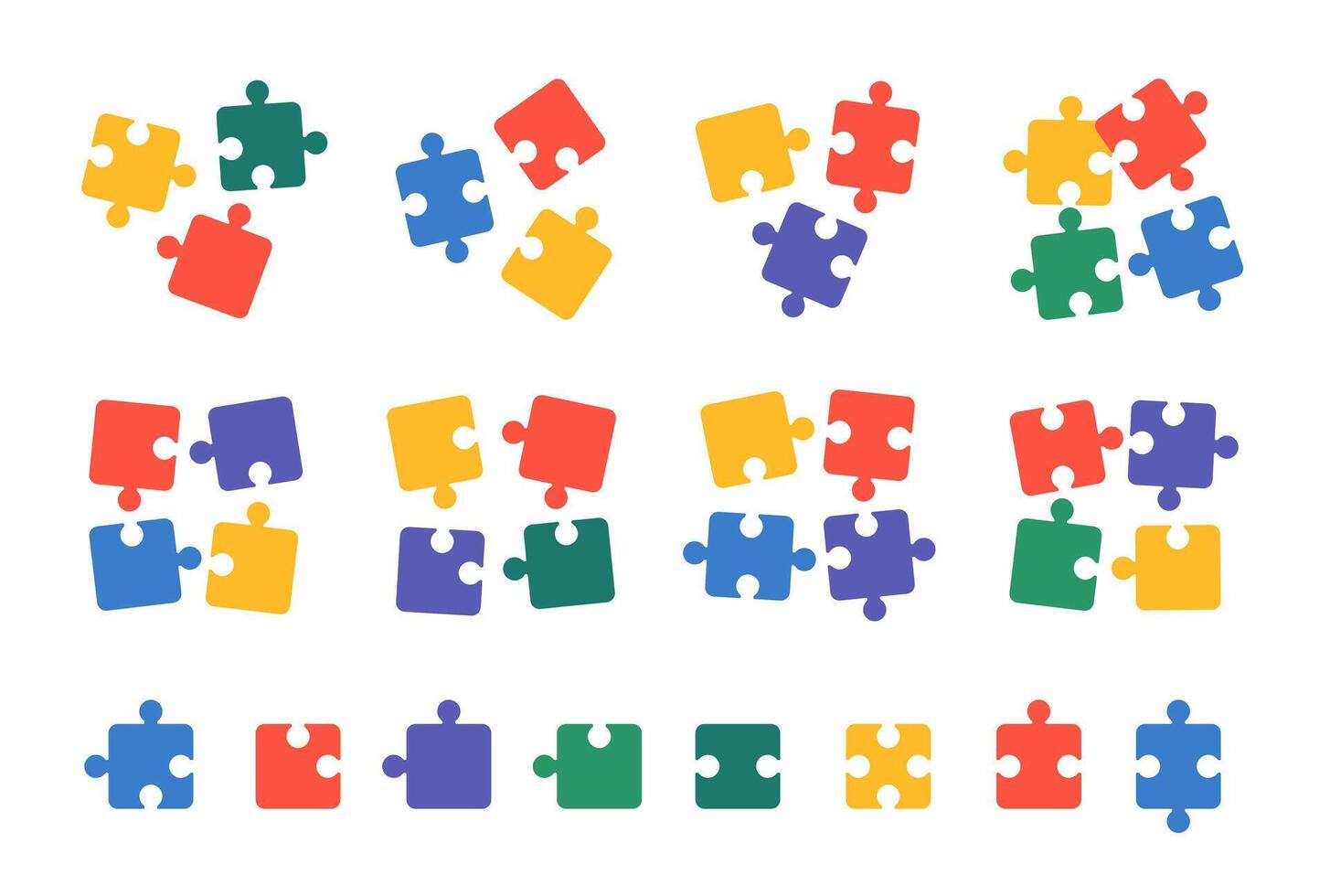 Puzzle Pieces Collection for Kids, Children, Business, Problem Solving vector