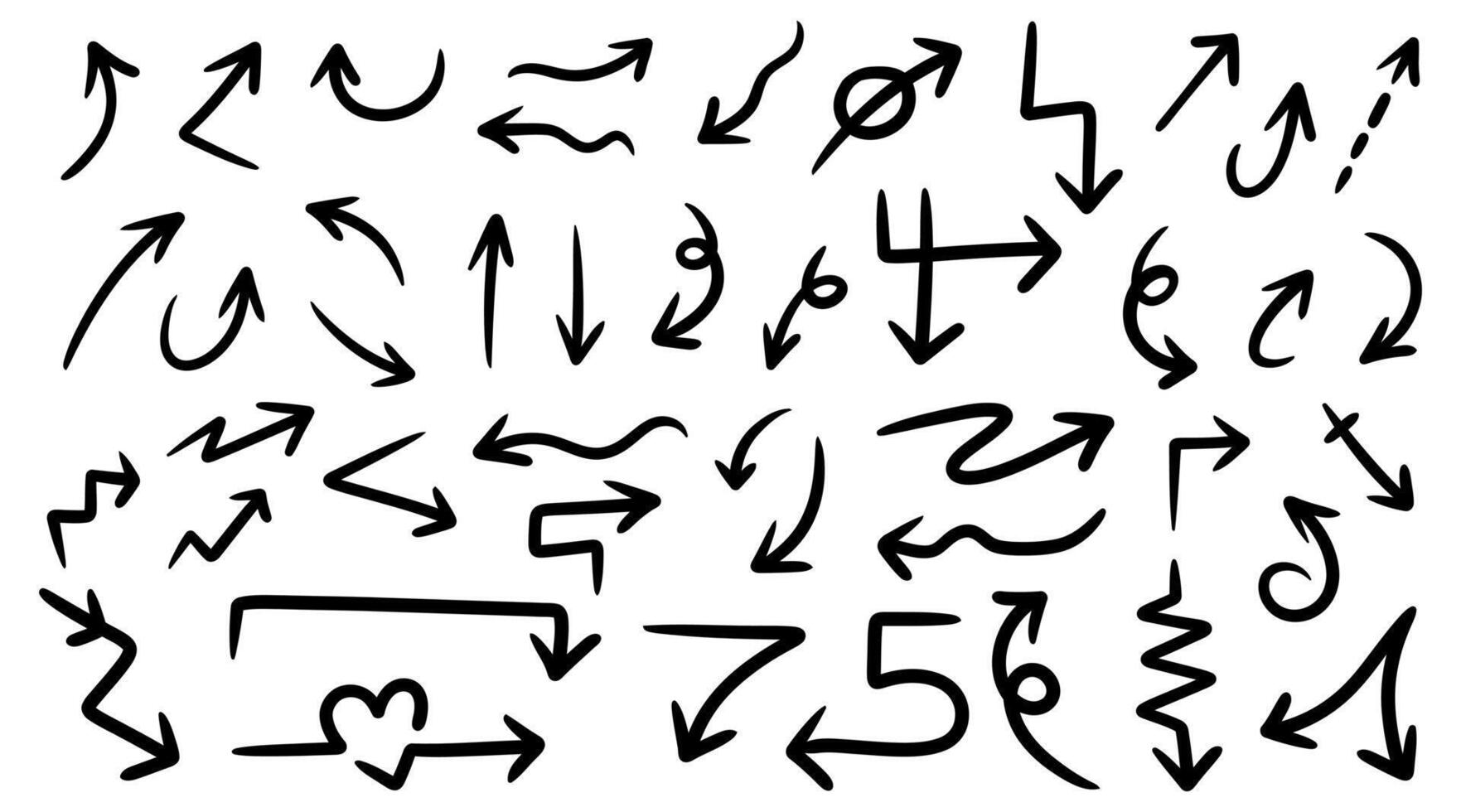 Hand drawn arrow mark icons vector