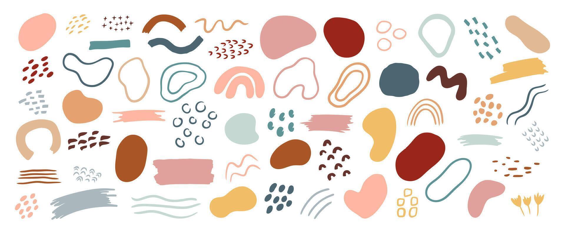 Hand drawn abstract arts element collection. Organic Shapes and brush design for cover, banner background. social post and stories background decoration, print, wallpaper vector