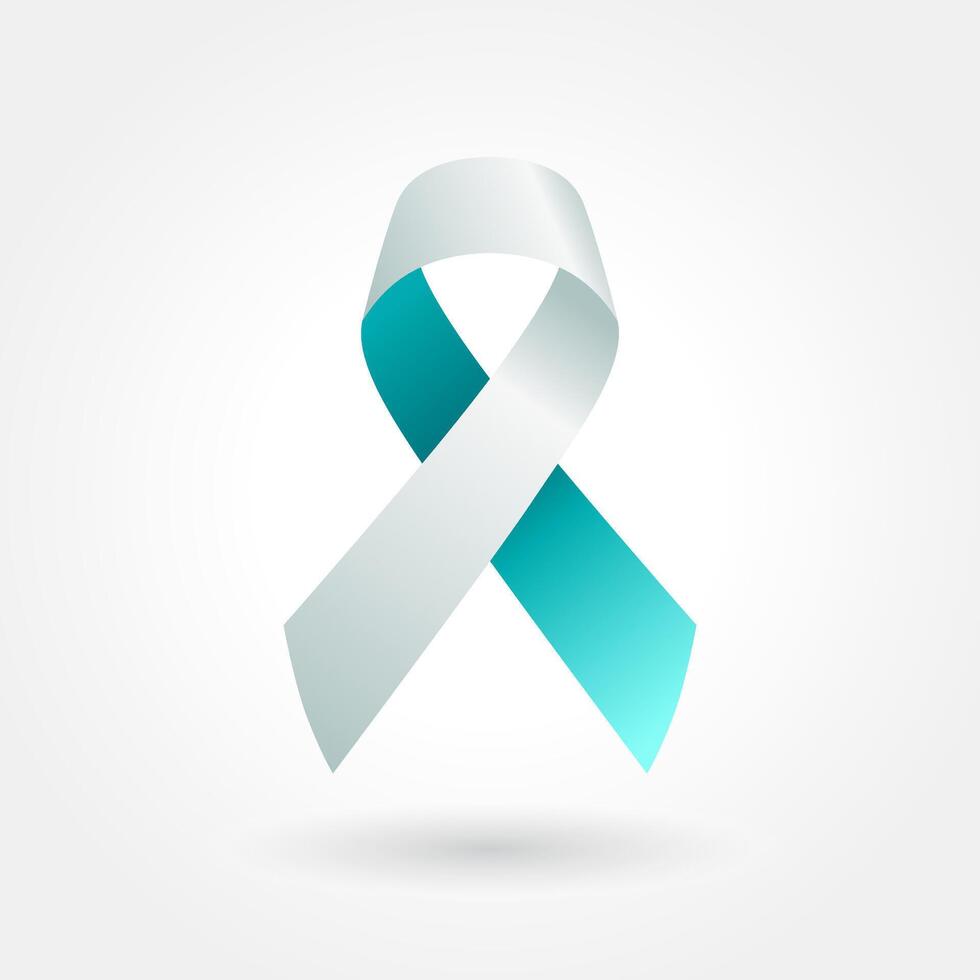Teal and White Awareness Ribbon Design vector