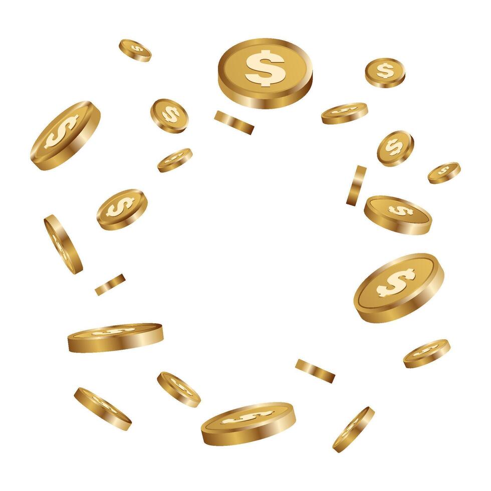 gold coins scattered on top vector