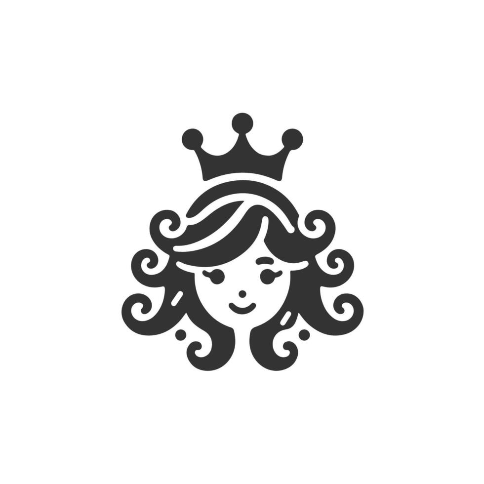 female design with curly hair and crown vector