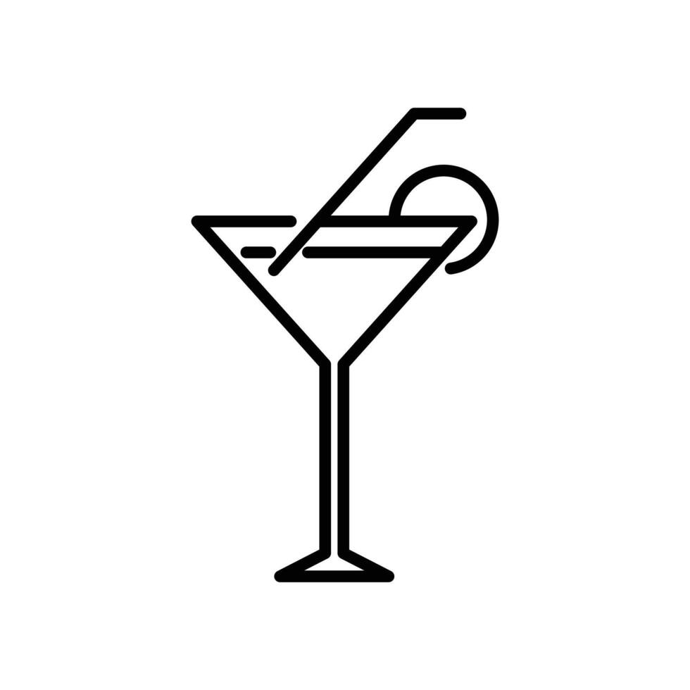 Cocktail glass icon design outline style vector
