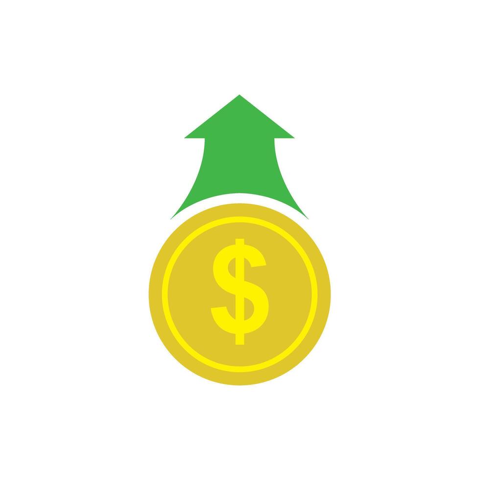 Cost symbol increase icon. Symbol image isolated on background . vector