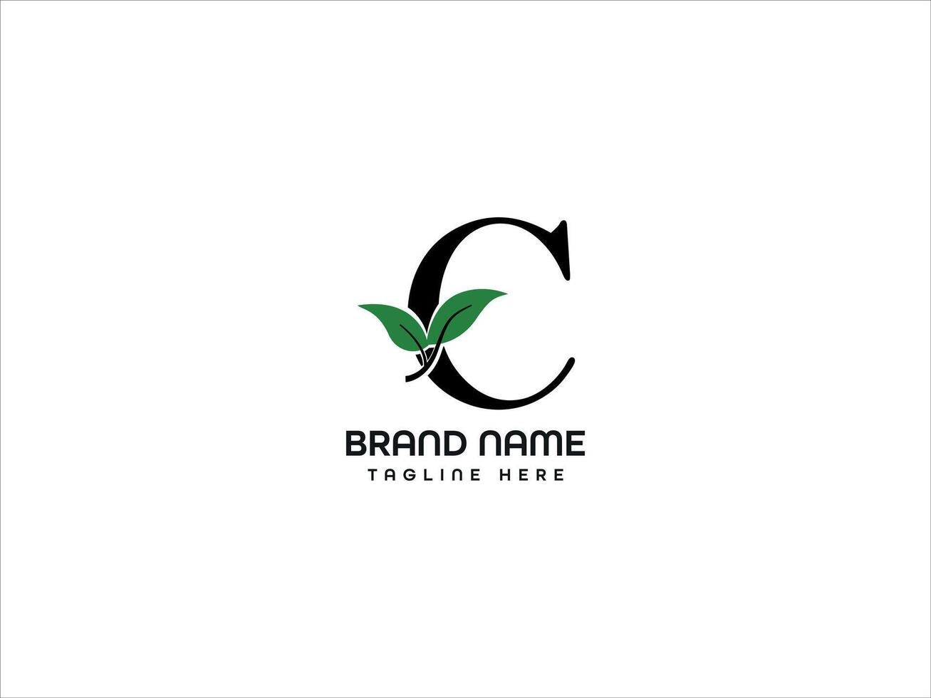 C Leaf logo for a brand vector