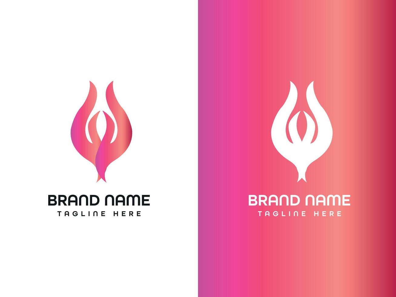 two purple and pink banners with a pink and white logo on them. vector