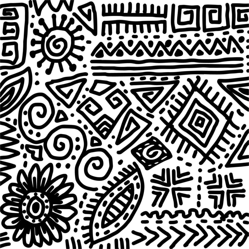 Black and white tribal ethnic pattern. vector