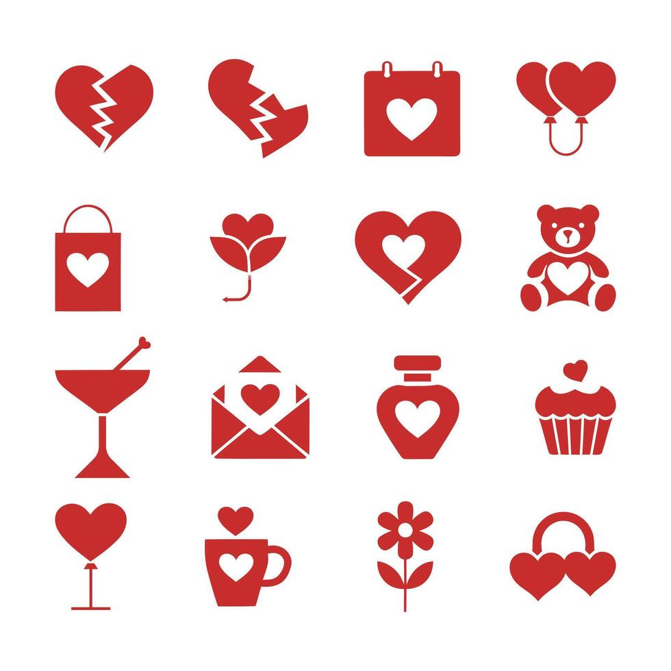 Set of Valentine's day icon, Valentines Day Elements Design Isolated On White Background. vector