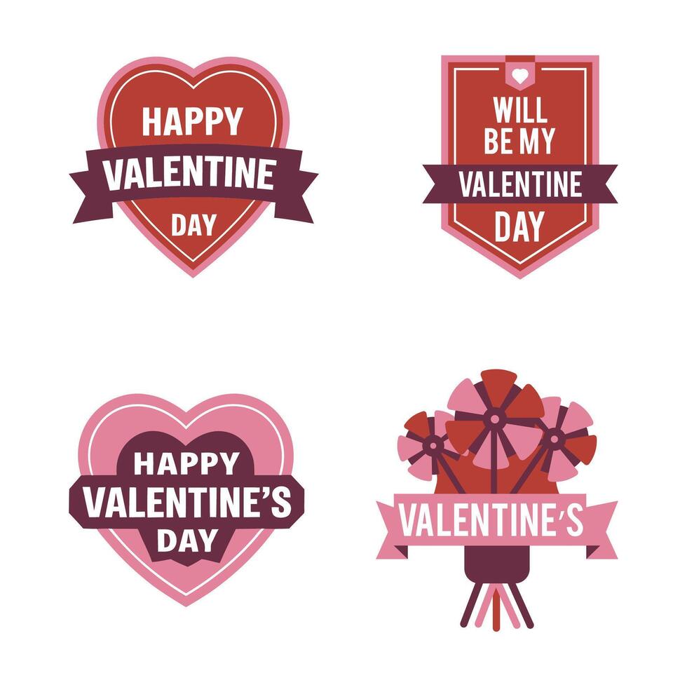 Set Of Flat Design Valentines Day Badge vector