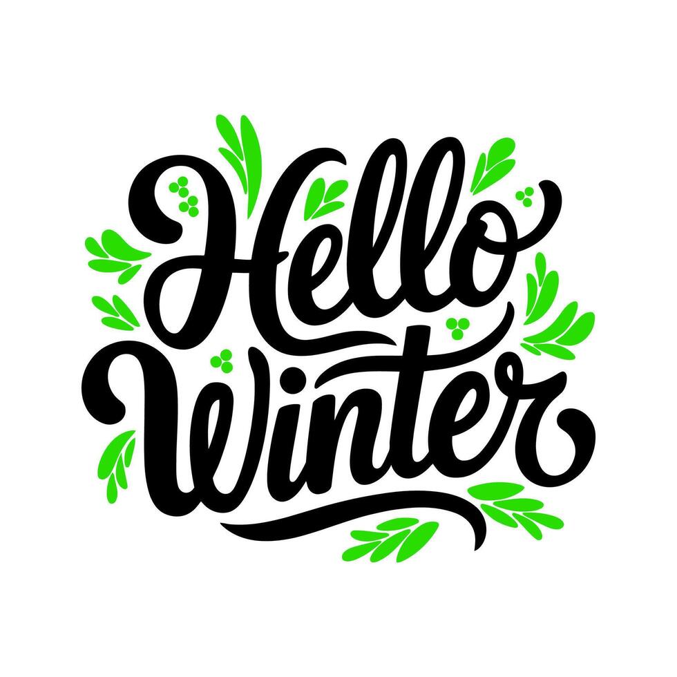 Winter typography Design On Hello Winter vector