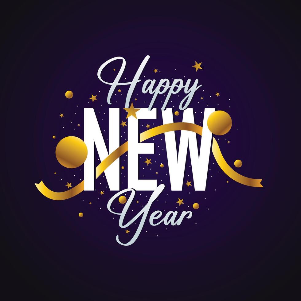Happy New Year dark background with Confetti . Celebration New Year's Eve. Golden confetti and glitter on dark Background. vector
