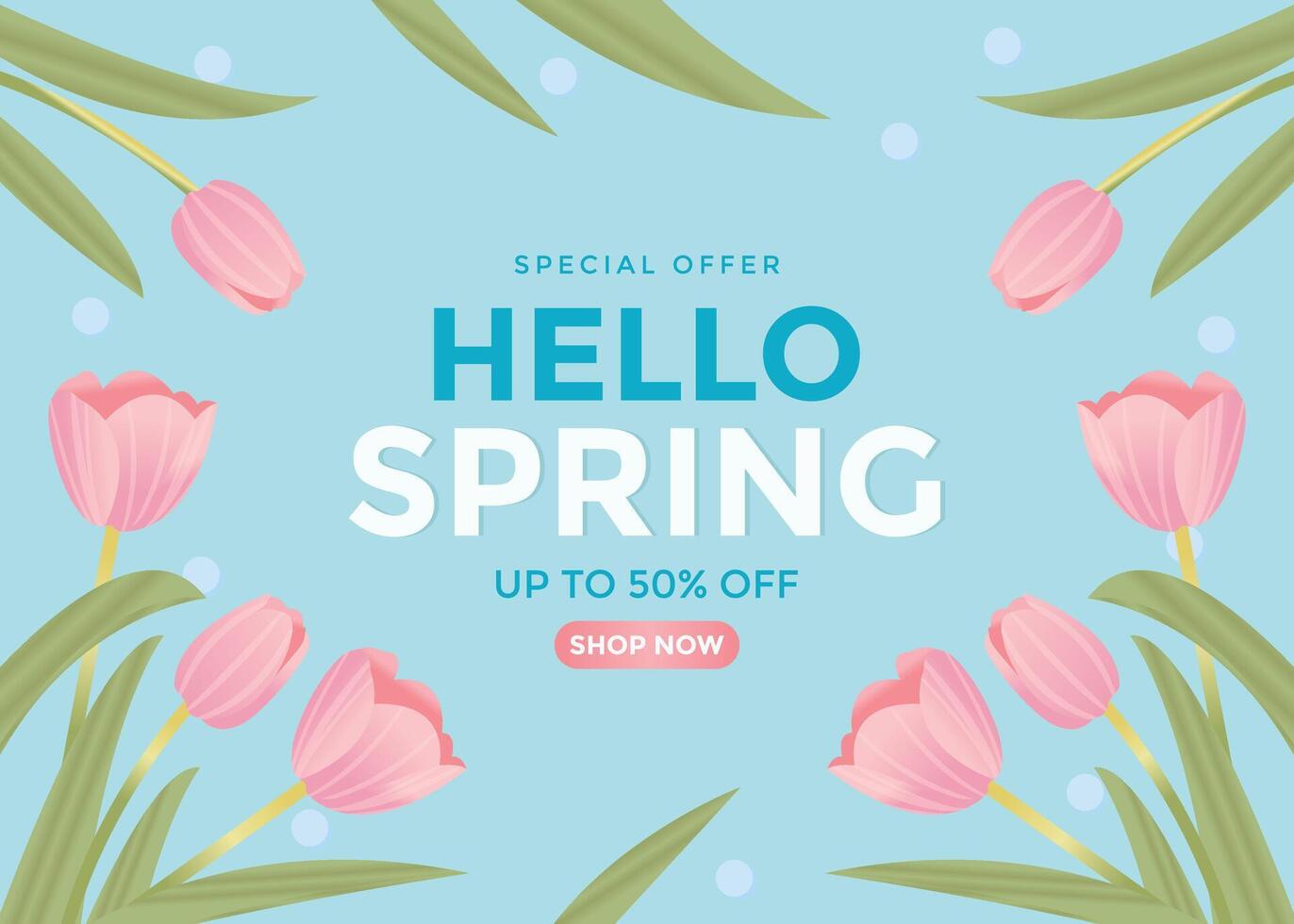 Spring Sell special offer banner background with spring season sale text and tulip flowers. Can be used for web banners, wallpaper, flyers, voucher discount illustration. vector